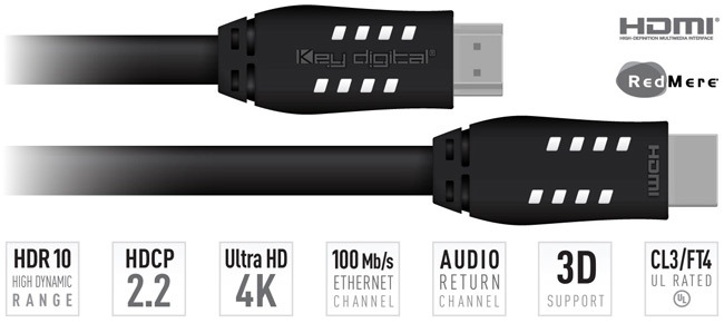 KEY DIGITAL Kable HDMI 4K HDR10 HDCP 2.2 - Pro30, Pro40, Pro50, nowa dostawa prosto z USA