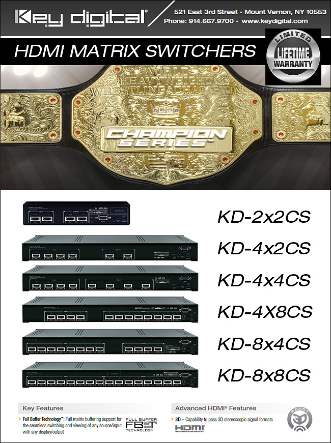 KEY DIGITAL - Matryce HDMI Champion Series dostępne od ręki - 2x2, 4x2, 4x4, 4x8, 8x4, 8x8