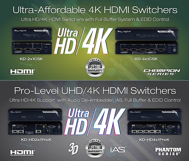 Key Digital - Nowe switche 2x1 i 4x1 Ultra HD / 4K już dostępne